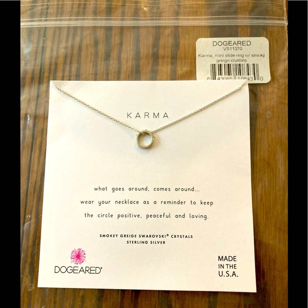 Dogeared brand KARMA Sterling Silver Necklace with Swarovski crystals - NEW!